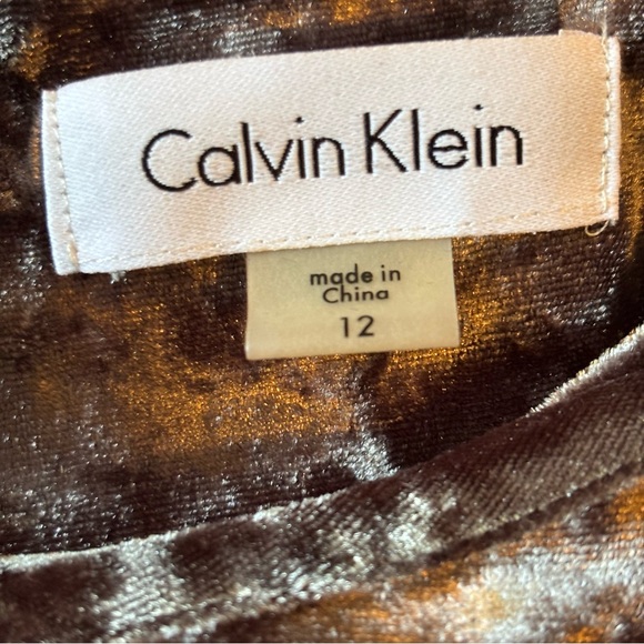 Calvin Klein Copper Brown Velvet Sheath Dress 3/4 Bell Sleeve Dress Size 12 - Picture 5 of 9